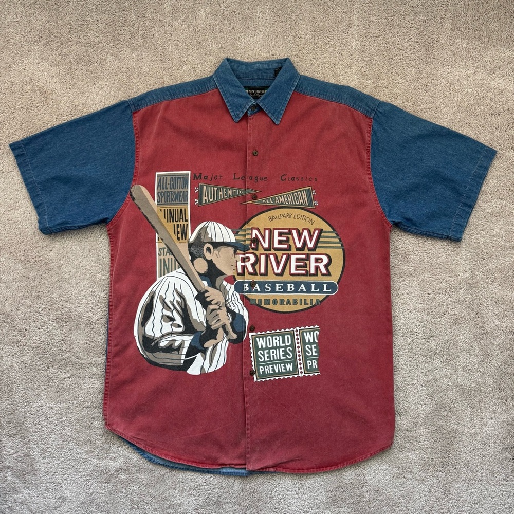 Vintage New River Baseball World Series Shirt Men Sz Medium
